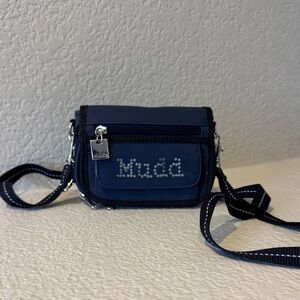 Mudd Navy Blue Crystal-Logo Crossbody Belt Bag